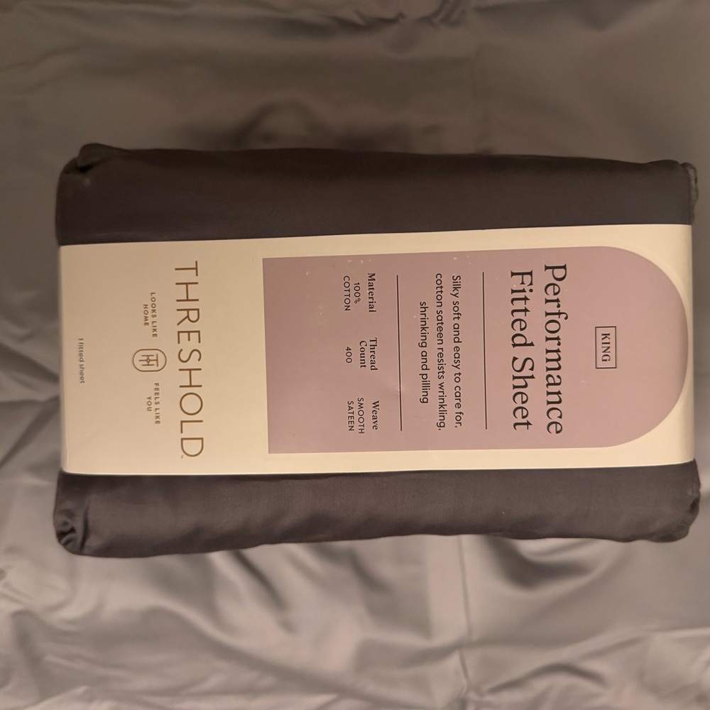 Threshold Gray Performance Fitted Sheet King